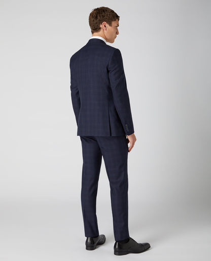 Man wearing a navy X-Slim Fit Checked Wool-Rich Mix and Match Suit.