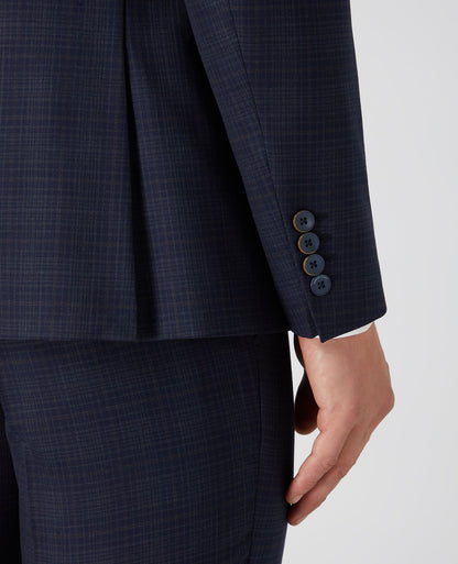 Man wearing a navy X-Slim Fit Checked Wool-Rich Mix and Match Suit.