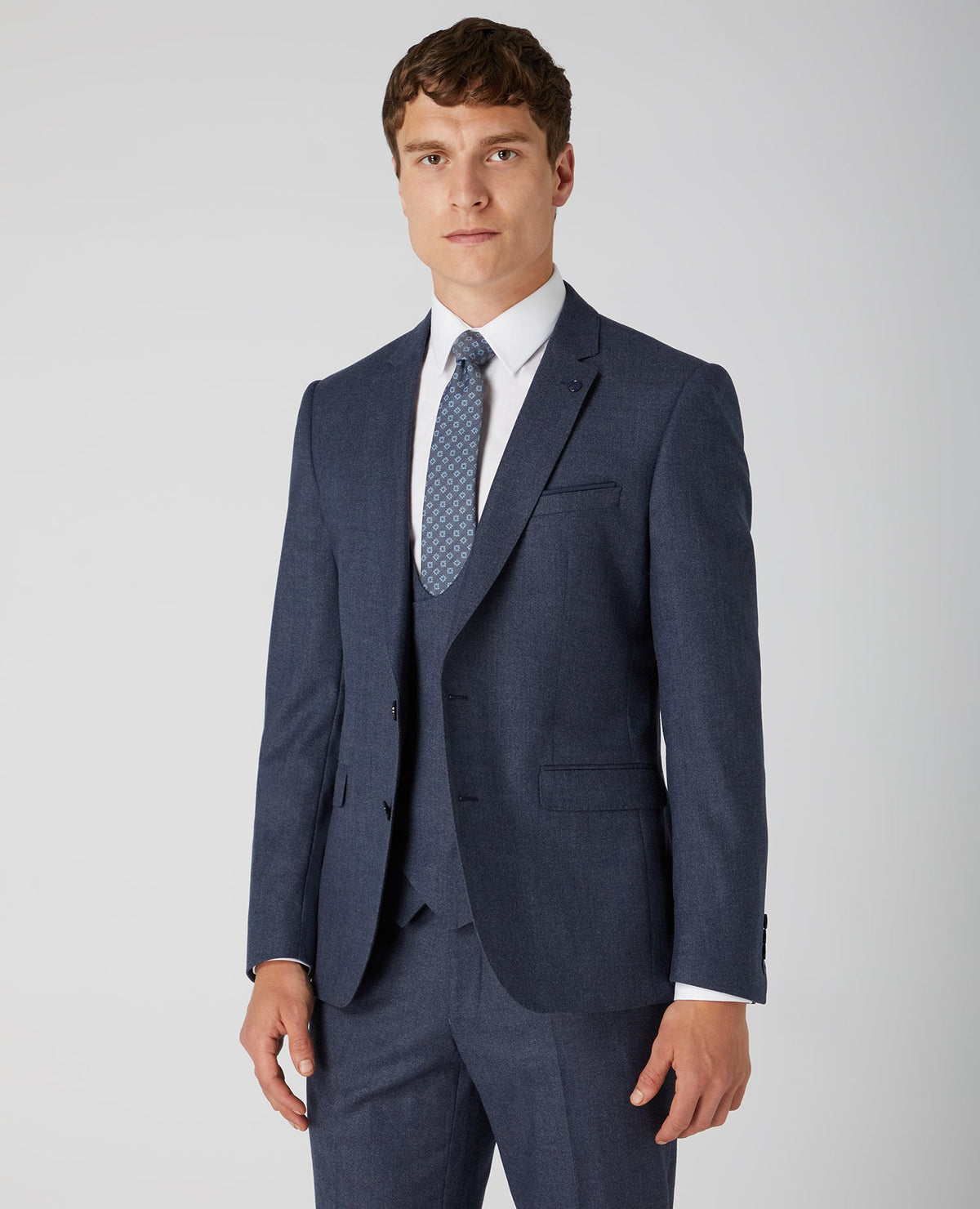 Man wearing a grey X-slim Fit Wool Rich Mix and Match Suit