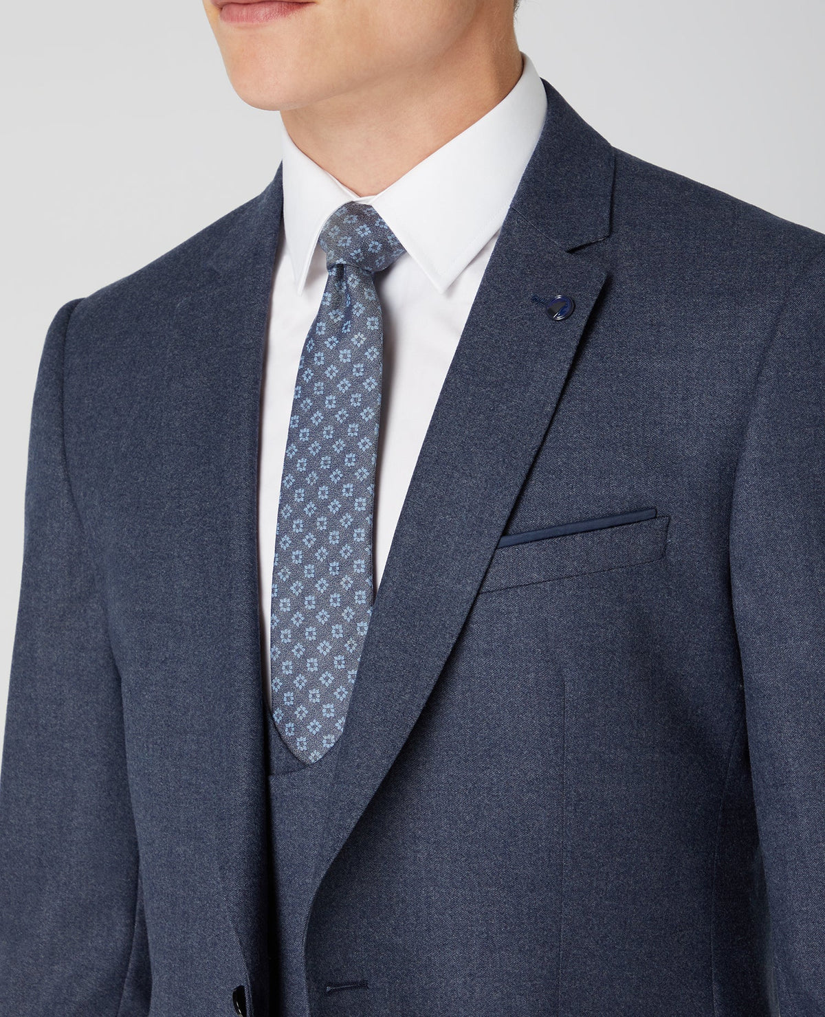 Man wearing a grey X-slim Fit Wool Rich Mix and Match Suit