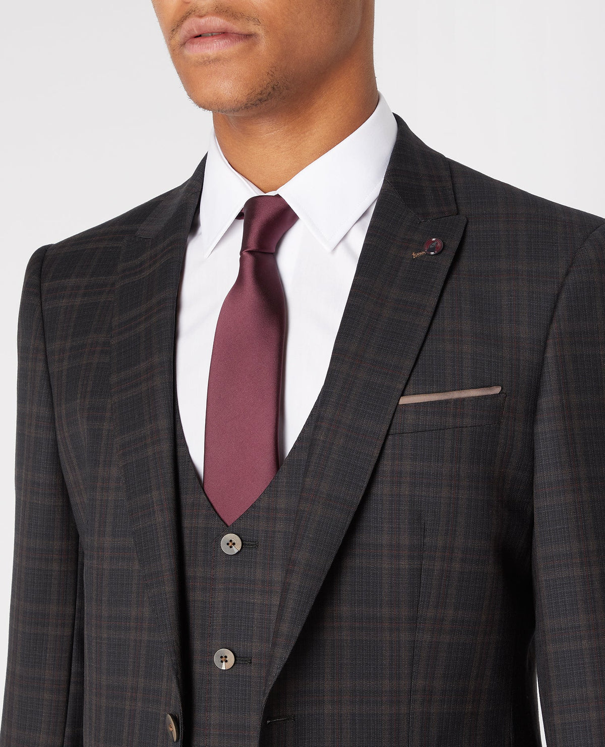 Man wearing a grey X-Slim Fit Checked Wool-Rich Stretch Mix And Match Suit