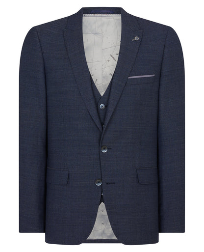 Man wearing a blue Tapered Fit Wool-Rich Stretch Mix and Match Suit Jacket