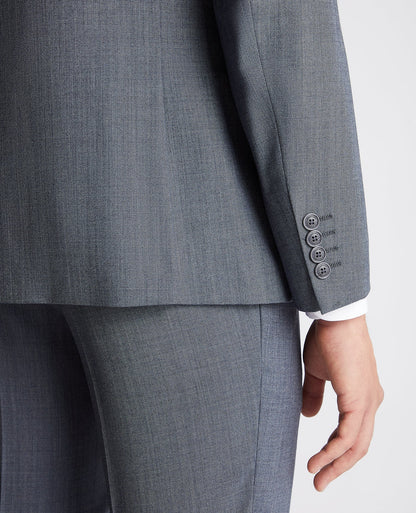 Man wearing a blue Tapered fit wool rich mix and match suit Jacket