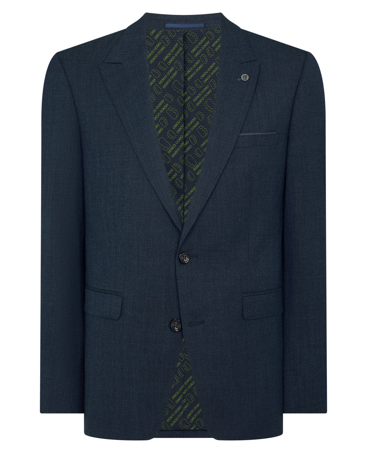 Man wearing a blue Slim Fit Wool Blend Suit
