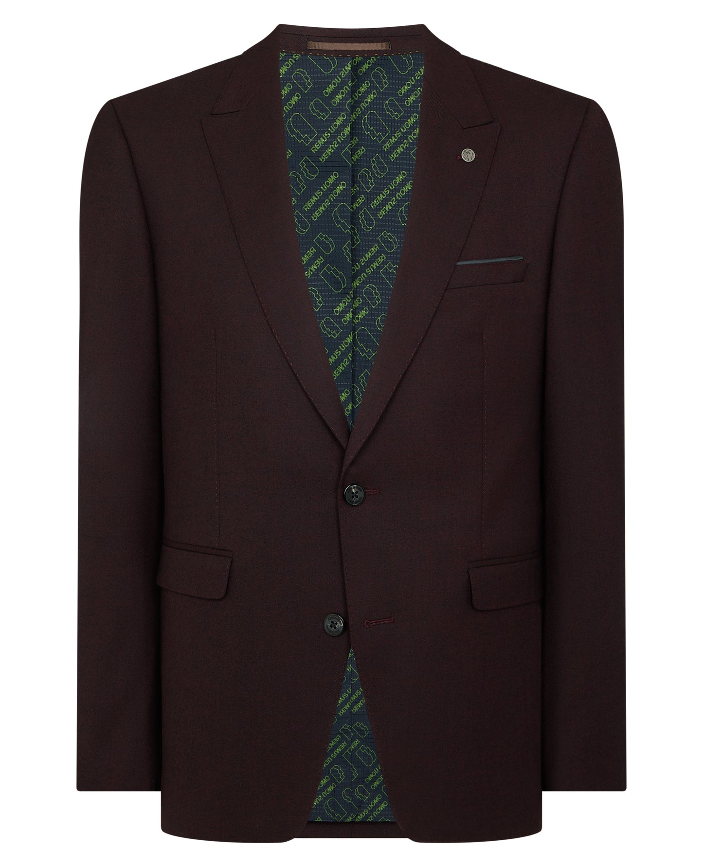 Man wearing a red Slim Fit Wool Blend Jacket