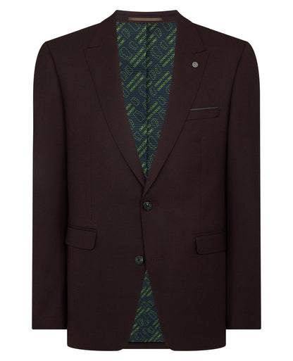 Man wearing a red Slim Fit Wool Blend Jacket