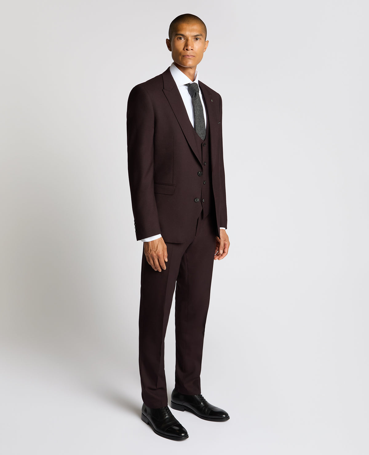 Man wearing a red Slim Fit Wool Blend Jacket