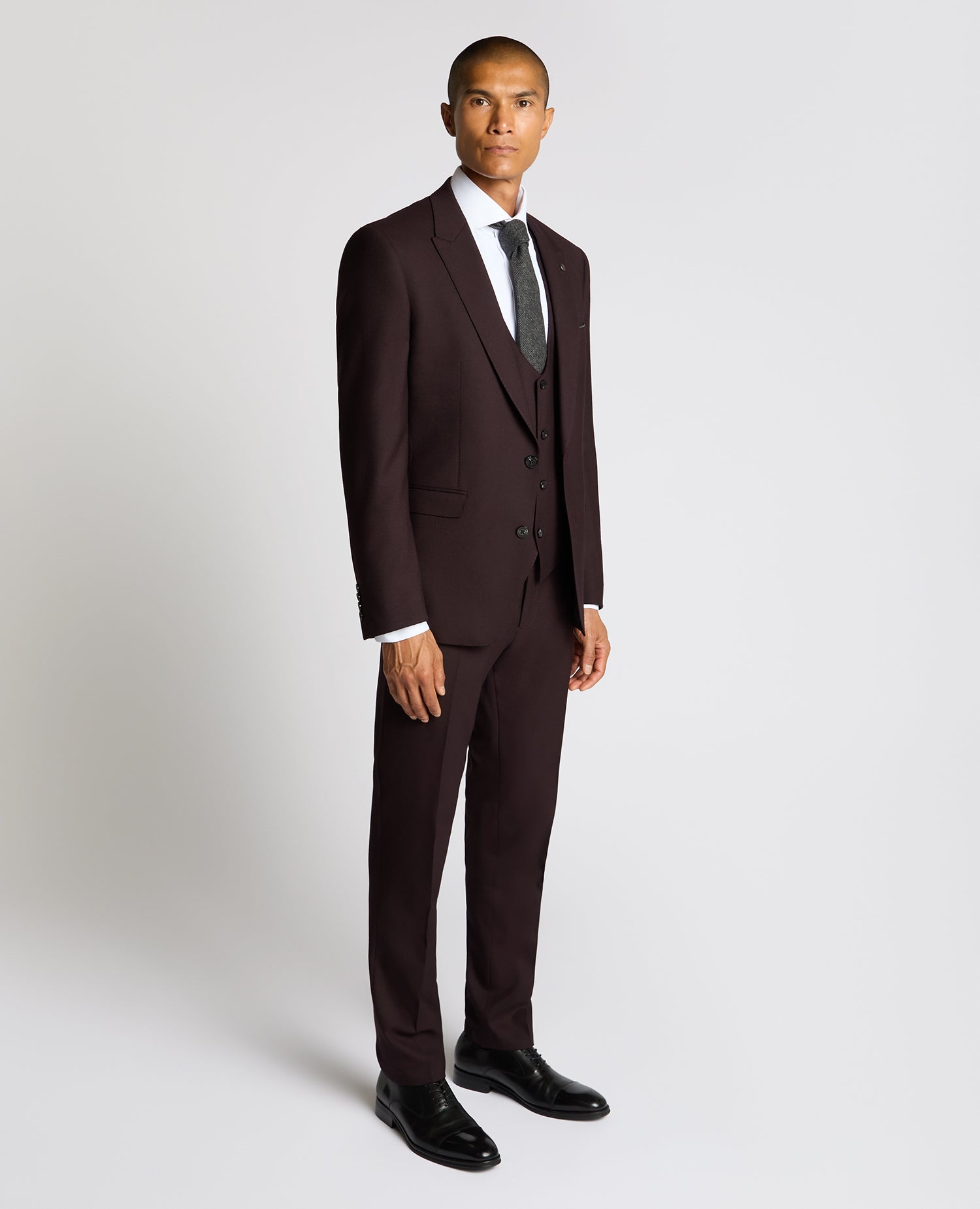 Man wearing a red Slim Fit Wool Blend Jacket