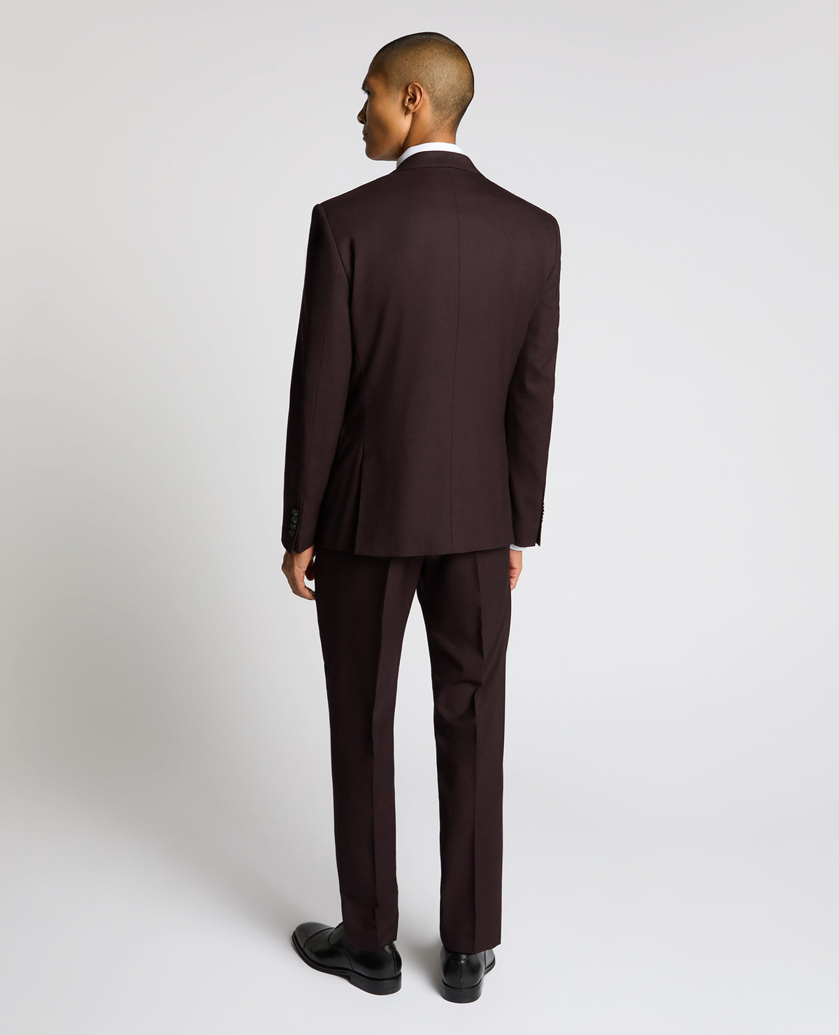 Man wearing a red Slim Fit Wool Blend Jacket