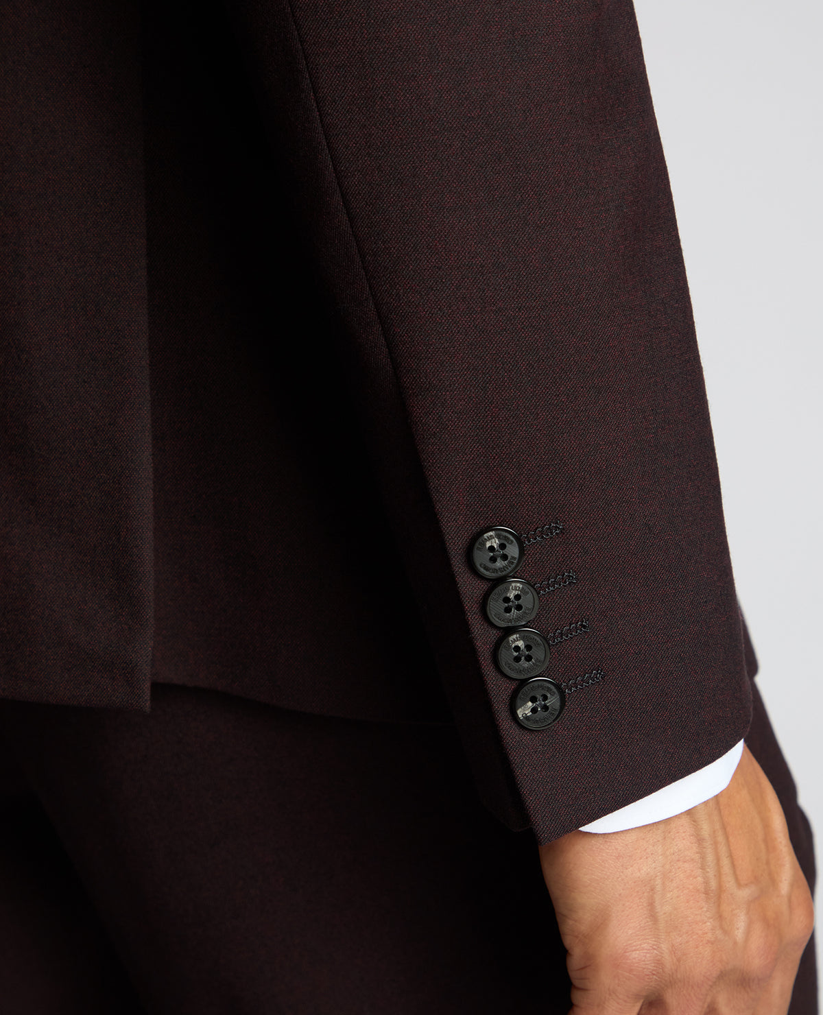 Man wearing a red Slim Fit Wool Blend Jacket