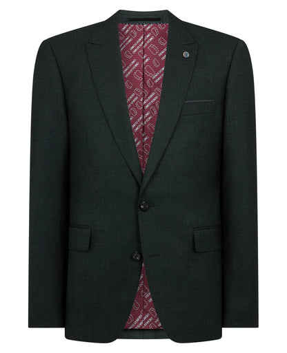 Man wearing a green Tapered Fit Wool Stretch Jacket