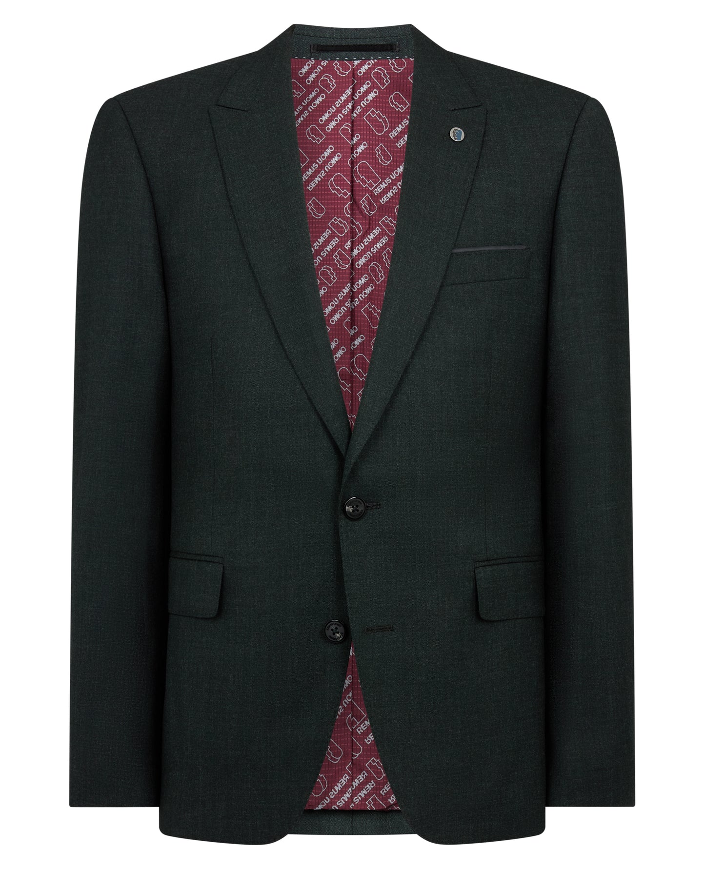 Man wearing a green Tapered Fit Wool Stretch Jacket