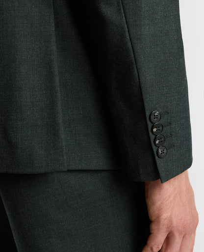 Man wearing a green Tapered Fit Wool Stretch Jacket