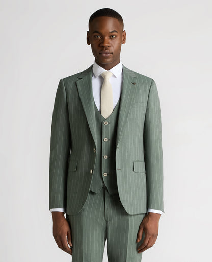 Man wearing a green Slim Fit Wool-Blend Mix and Match Suit Jacket