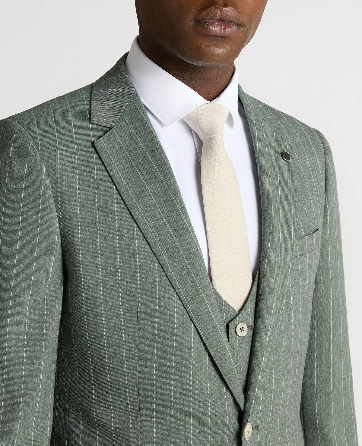 Man wearing a green Slim Fit Wool-Blend Mix and Match Suit Jacket