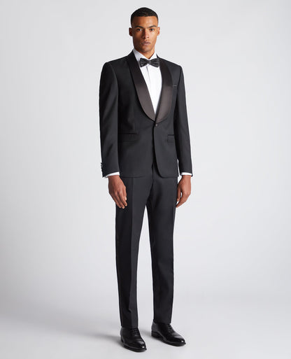 Man wearing a black Slim Fit Wool-Rich Mix and Match Suit