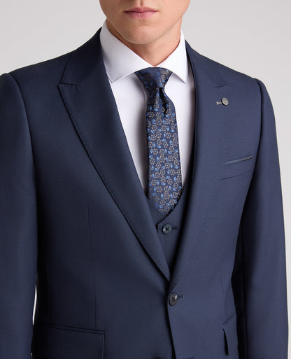 Dark Blue Slim Fit Wool Rich Suit