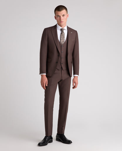 Brown Slim Fit Wool Rich Suit