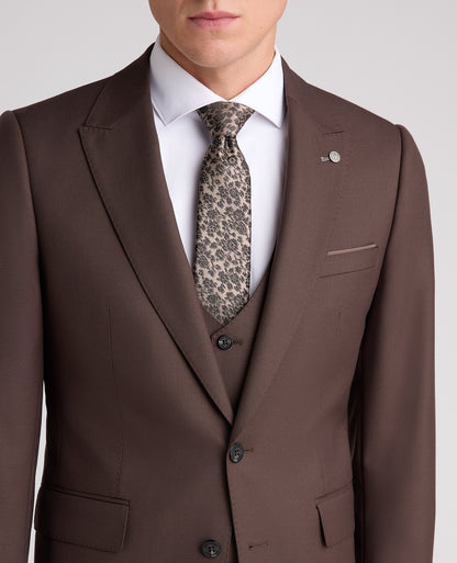 Brown Slim Fit Wool Rich Massa Jacket
