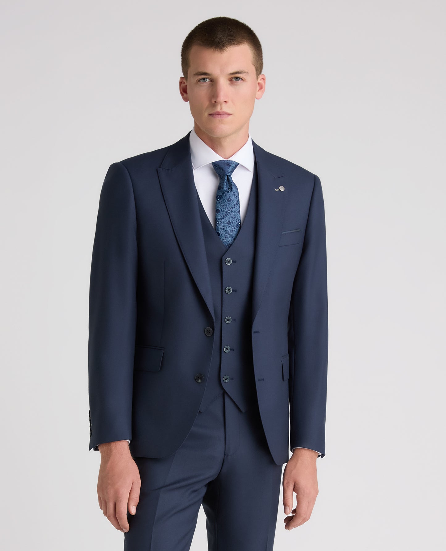 Dark Blue Tapered Fit Wool Rich Suit Jacket