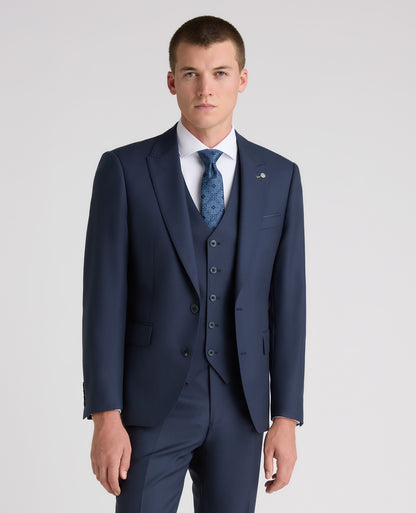 Dark Blue Tapered Fit Wool Rich Suit Jacket
