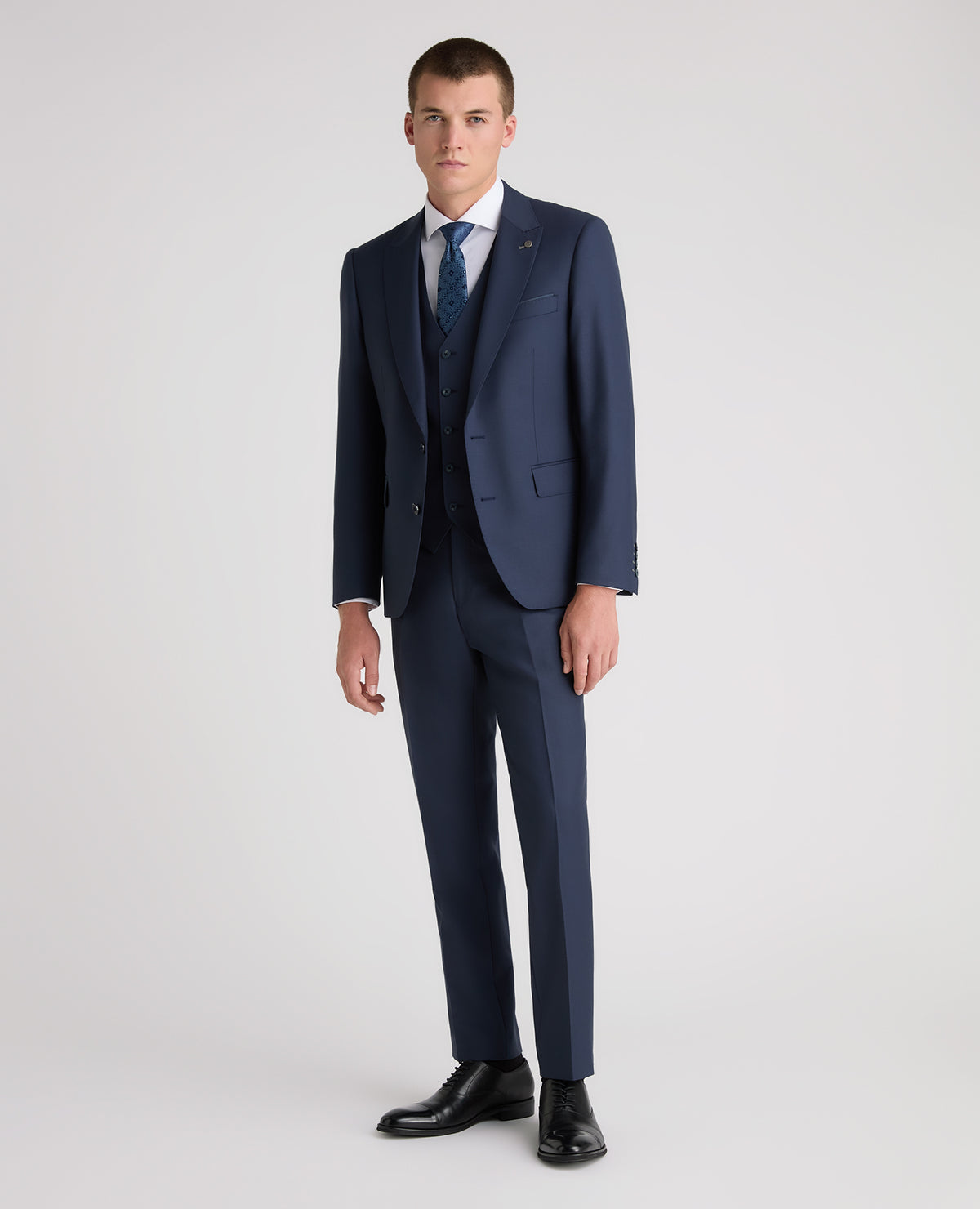 Dark Blue Tapered Fit Wool Rich Suit