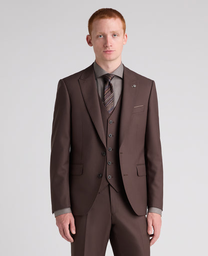 Brown Tapered Fit Wool Rich Suit