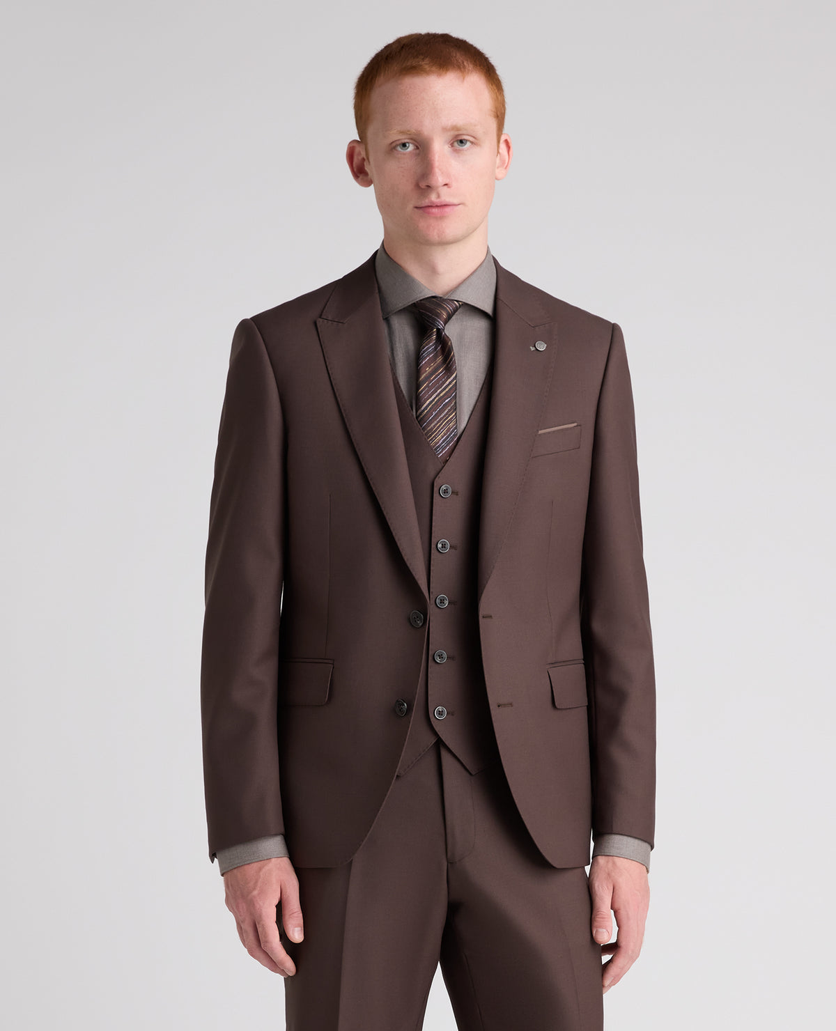 Brown Tapered Fit Wool Rich Suit Jacket