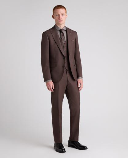 Brown Tapered Fit Wool Rich Suit