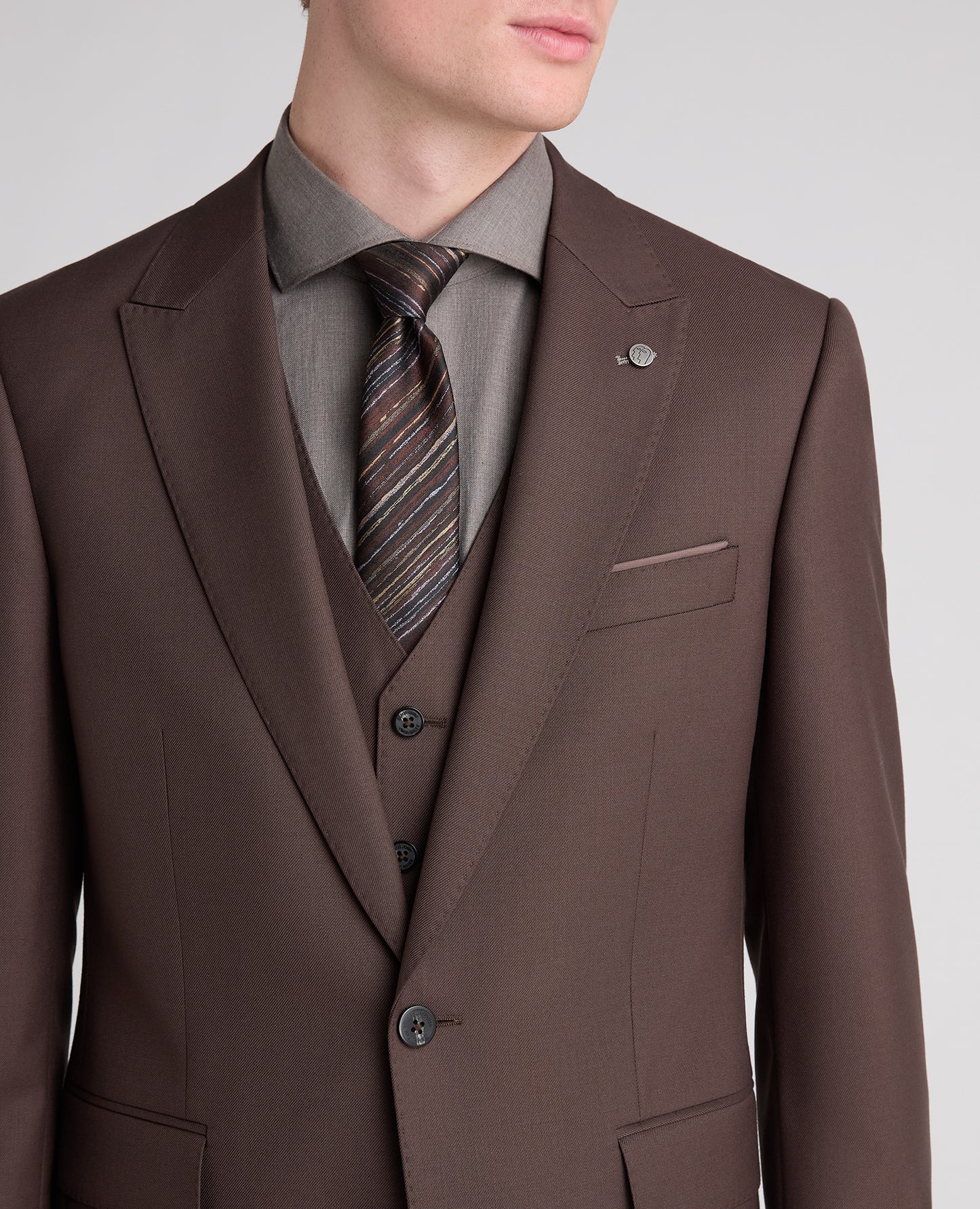 Brown Tapered Fit Wool Rich Suit