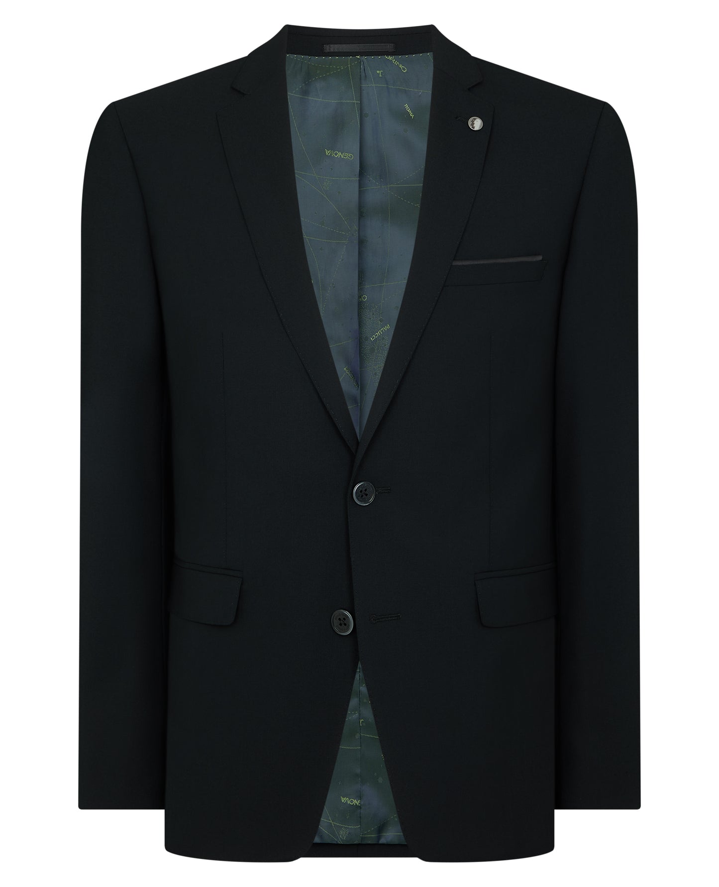 Man wearing a black Slim Fit Wool-Blend Suit