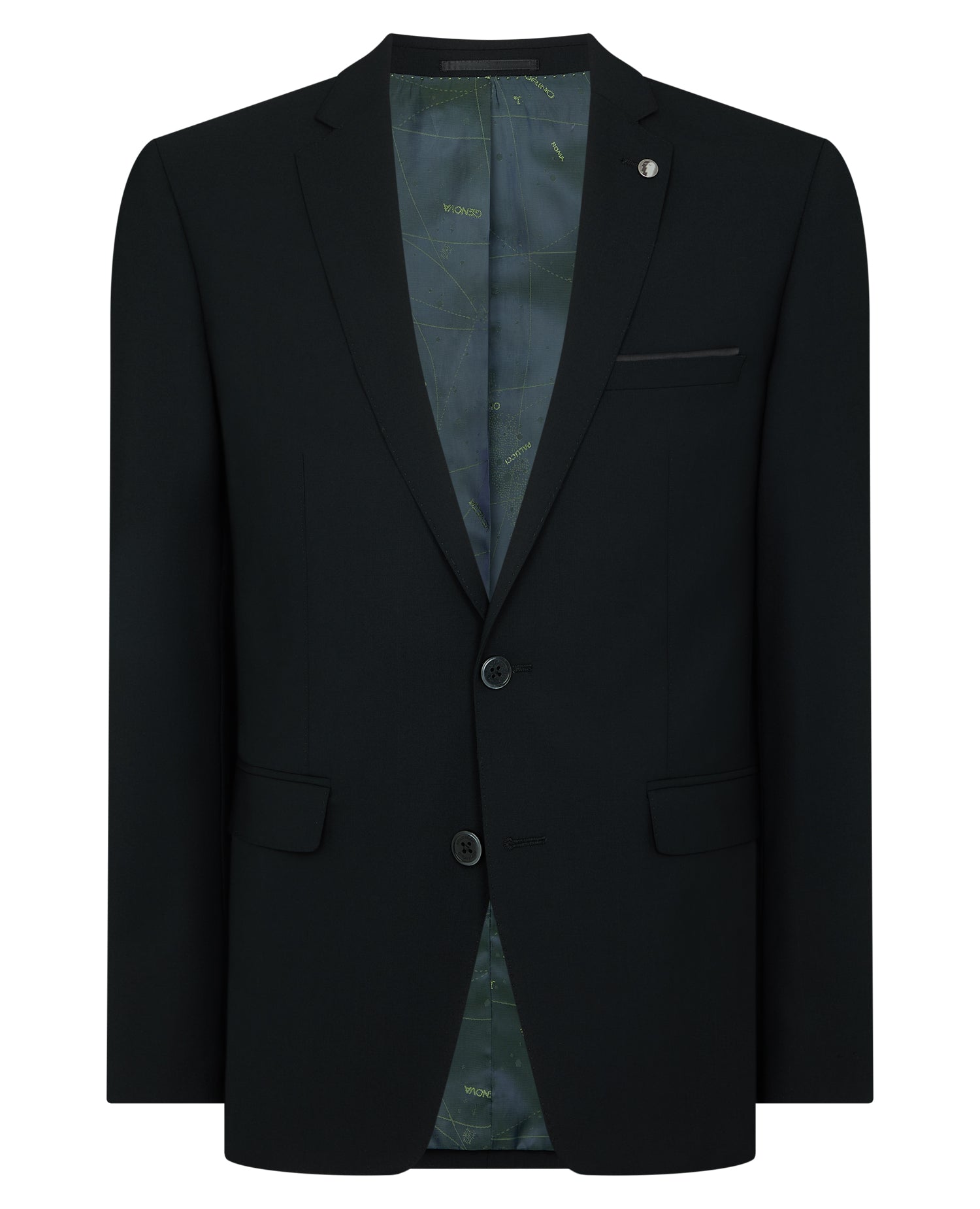 Man wearing a black Slim Fit Wool-Blend Suit