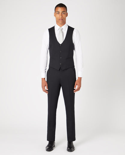 Man wearing a black Slim Fit Wool-Blend Stretch Mix and Match Waistcoat