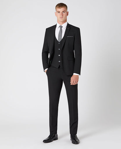 Man wearing a black X-Slim Fit Stretch Waistcoat