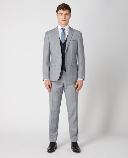 Man wearing a navy Tapered Fit Stretch Waistcoat