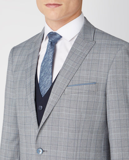 Man wearing a navy Tapered Fit Stretch Waistcoat