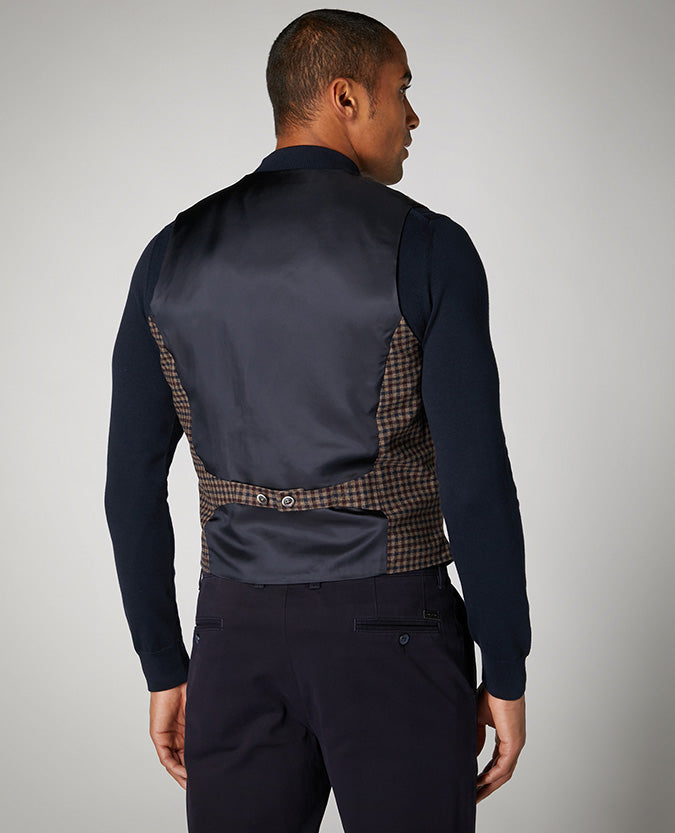 Slim Fit Checked Wool Rich Waistcoat