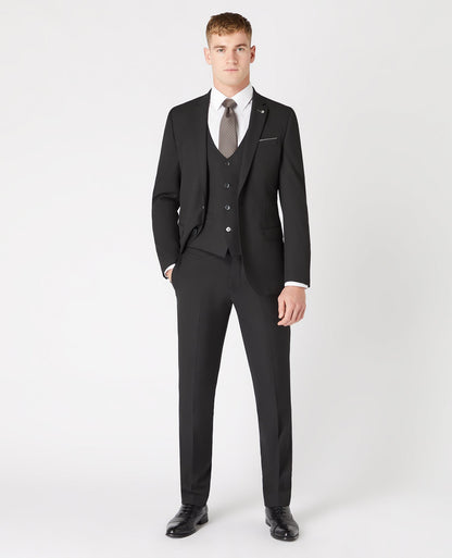 Man wearing a black Slim Fit Stretch Waistcoat