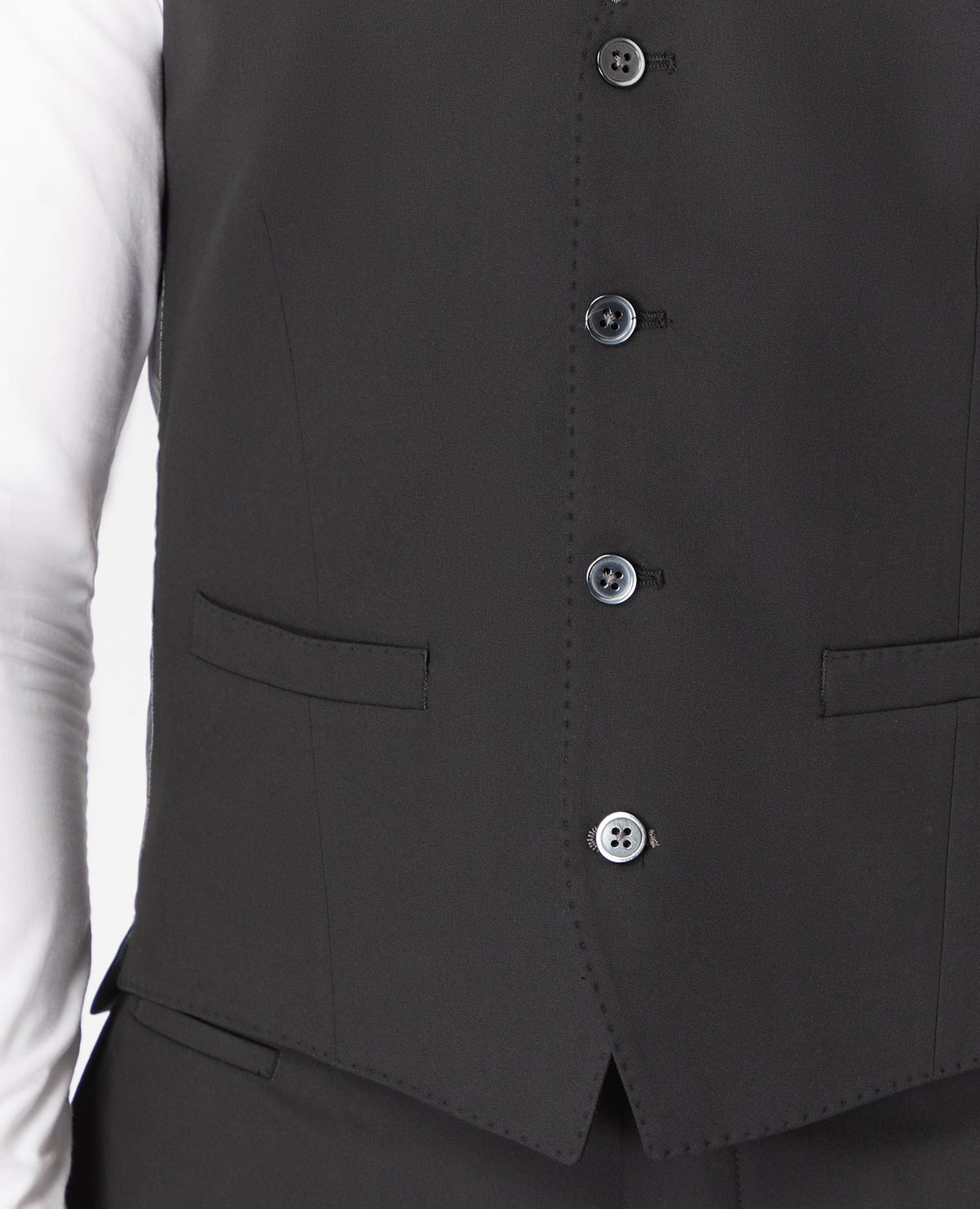 Man wearing a black Slim Fit Stretch Waistcoat