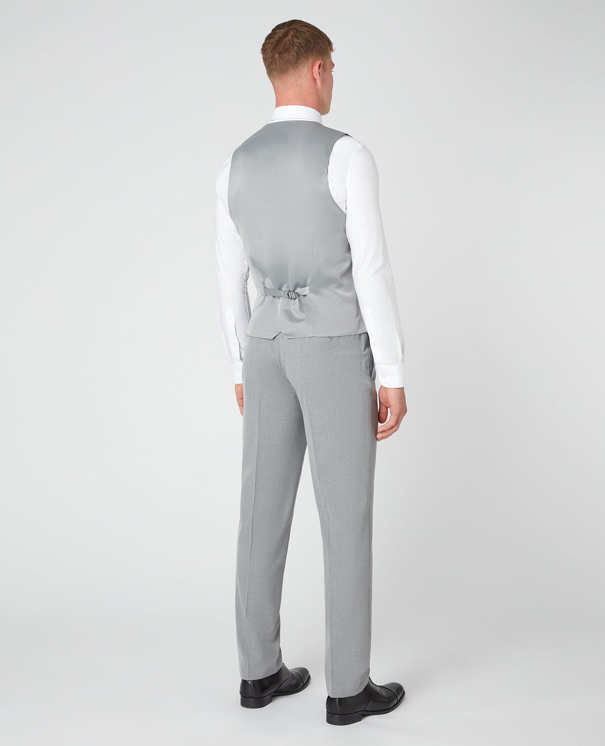 Man wearing a grey Slim Fit Stretch Waistcoat