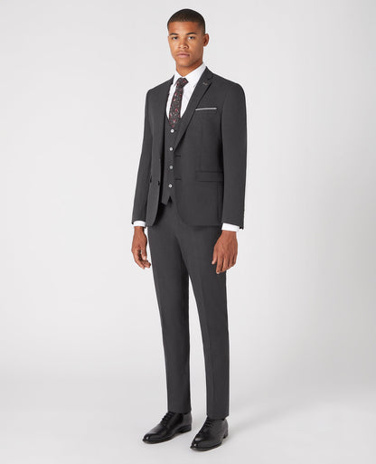 Man wearing a grey Slim fit polyviscose stretch waistcoat