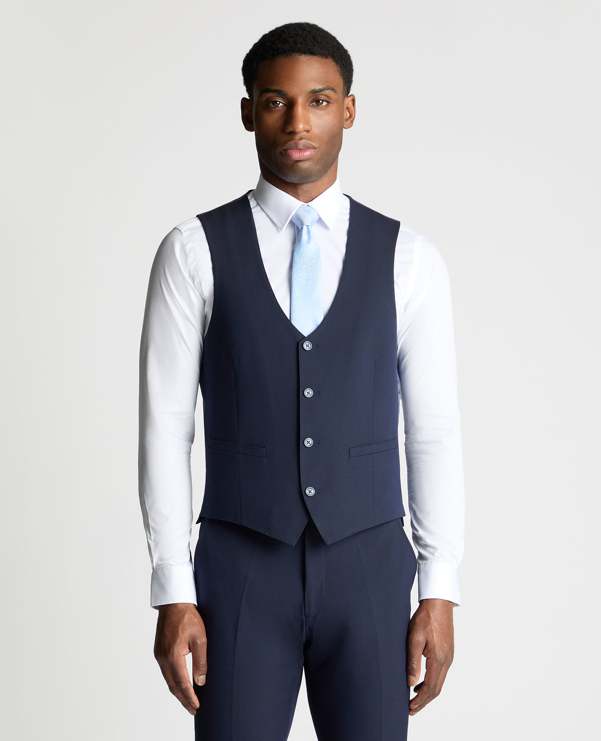 Man wearing a navy suit