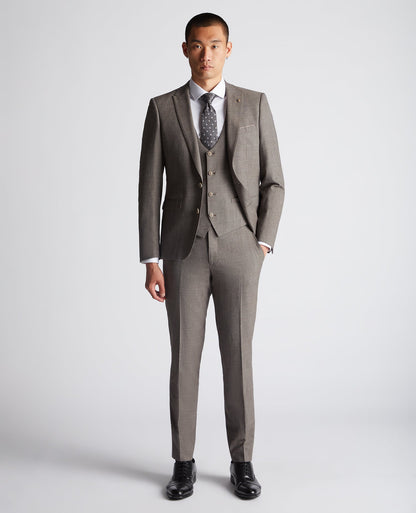 Man wearing a brown X-Slim Fit Wool Blend Mix And Match Suit Waistcoat