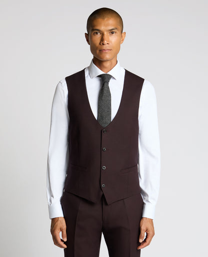 Man wearing a red Wool Blend Waistcoat