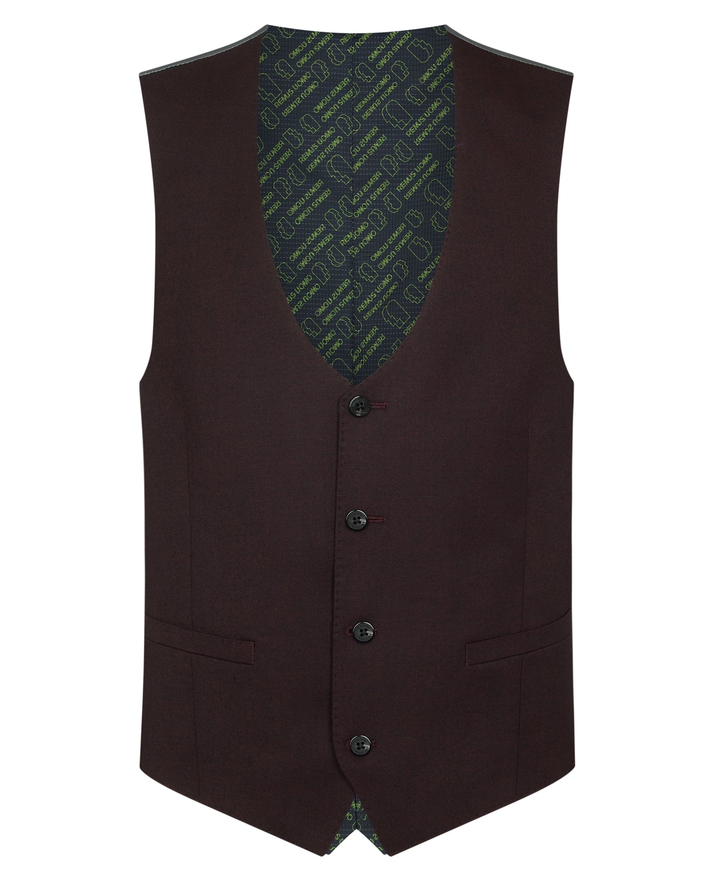Man wearing a red Wool Blend Waistcoat