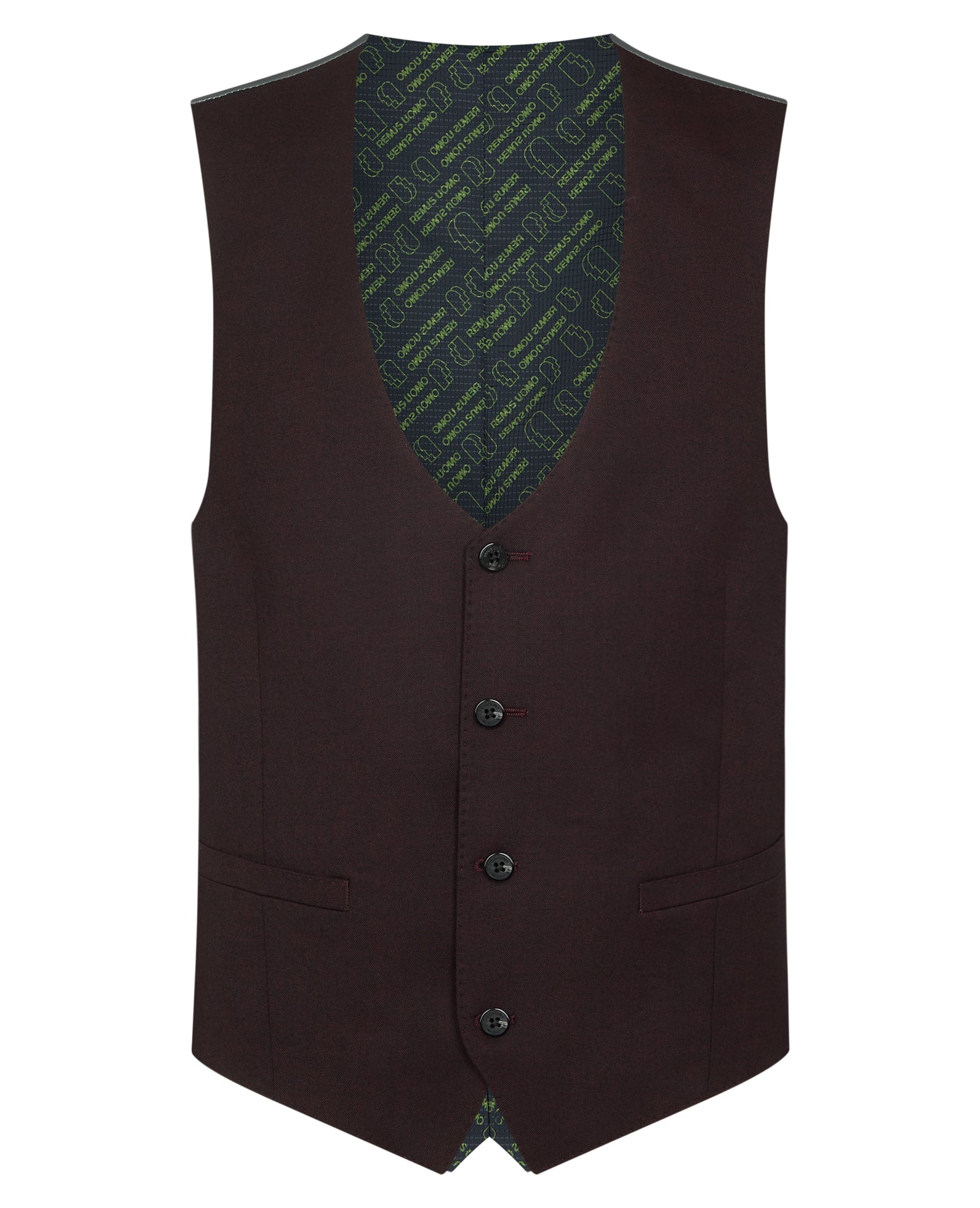 Man wearing a red Wool Blend Waistcoat