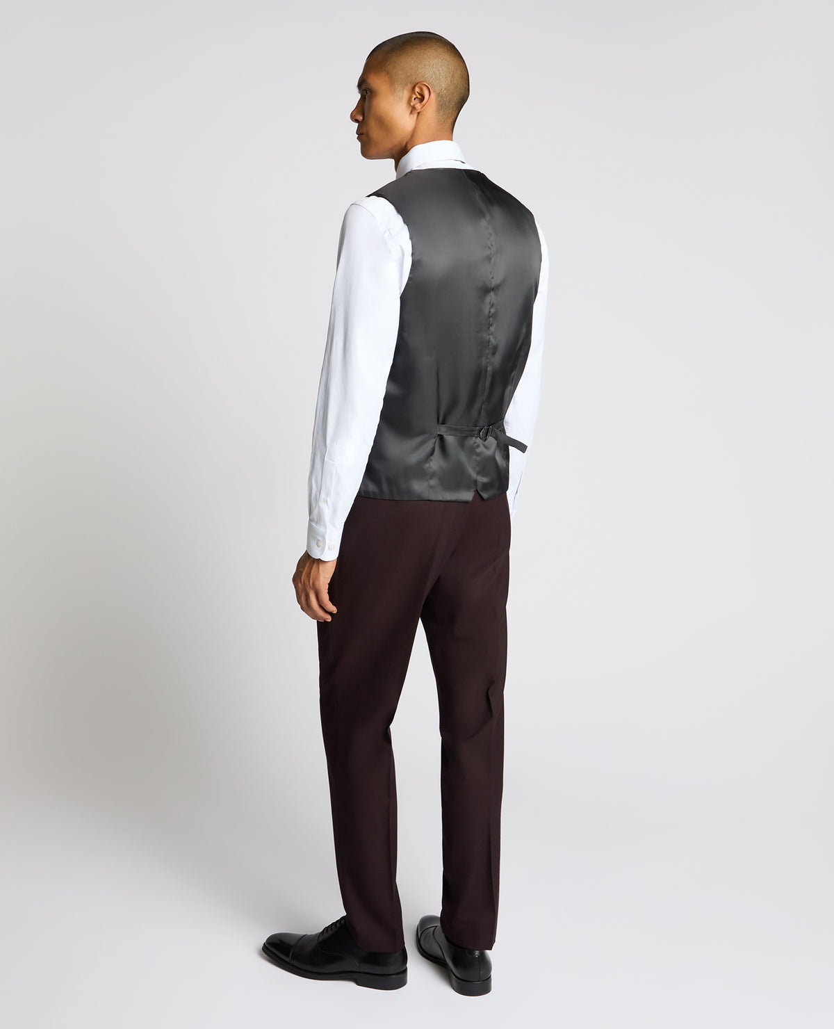 Man wearing a red Wool Blend Waistcoat