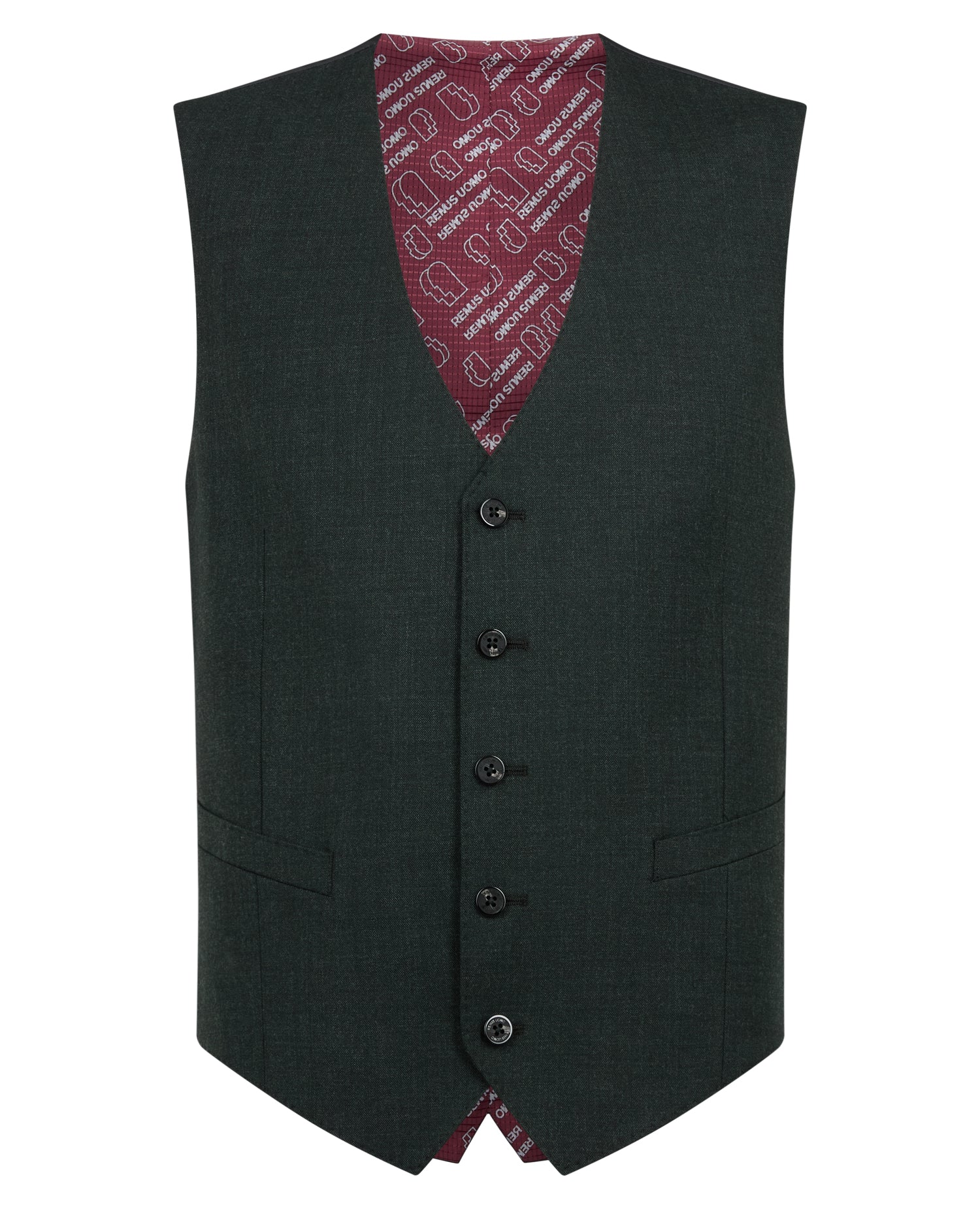 Man wearing a green Wool Stretch Waistcoat