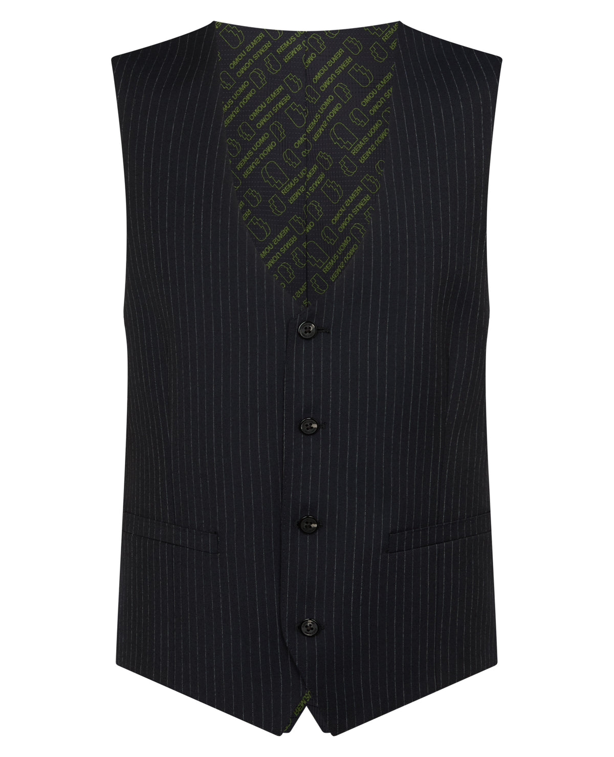 Man wearing a navy Slim Fit Wool Blend Stretch Mix and Match Waistcoat