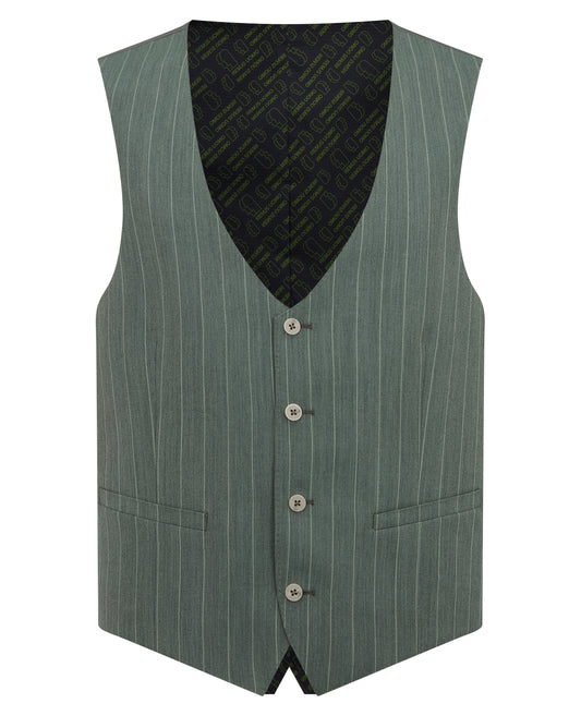 Man wearing a green Slim fit wool blend stretch mix and match suit waistcoat